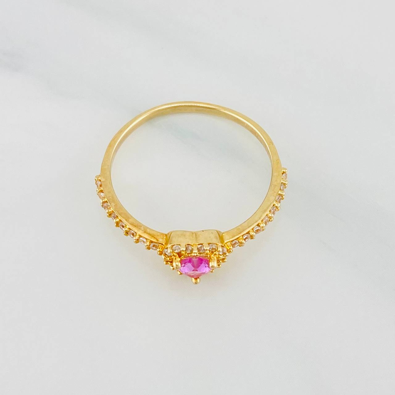 Anillo Halo Corazón 2g / T7 Oro Amarillo 18K