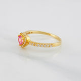 Anillo Halo Corazón 2g / T7 Oro Amarillo 18K