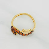 Anillo Gato 2g / T5 3/4 Dos Oros Negro Amarillo 18K