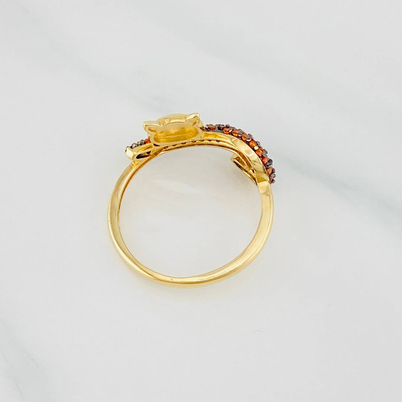 Anillo Gato 2g / T5 3/4 Dos Oros Negro Amarillo 18K