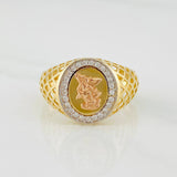 Saint Michael Archangel Ring 5.2g / Size 11 Three Golds 18K