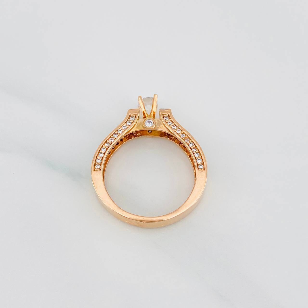 Solitaire Bridge Ring 4.85g / T7 Two-Tone White and Rose Gold 18K
