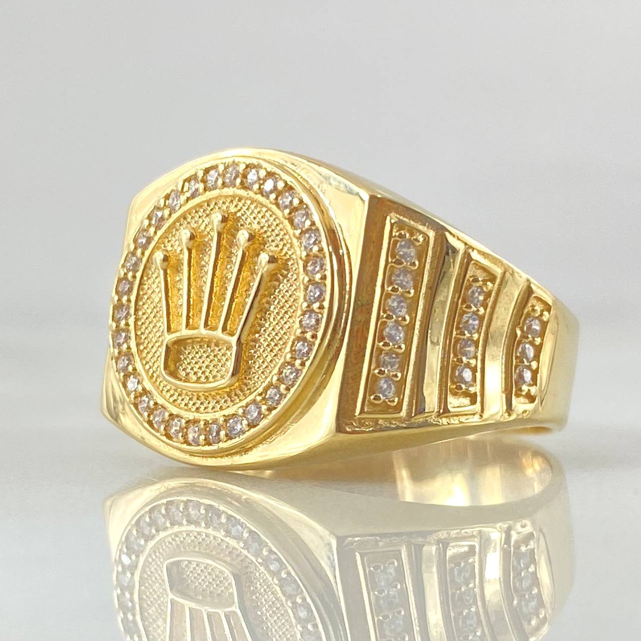 Radial Textured Crown Ring 8.45gr / Size 7 1/4 / 18K Gold *