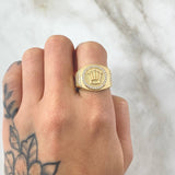 Radial Textured Crown Ring 8.45gr / Size 7 1/4 / 18K Gold *