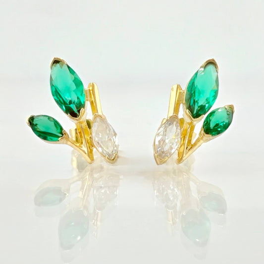 Topos Muerdago Tres Hojas 2.15gr / 1/2 in / Oro Amarillo 18K *
