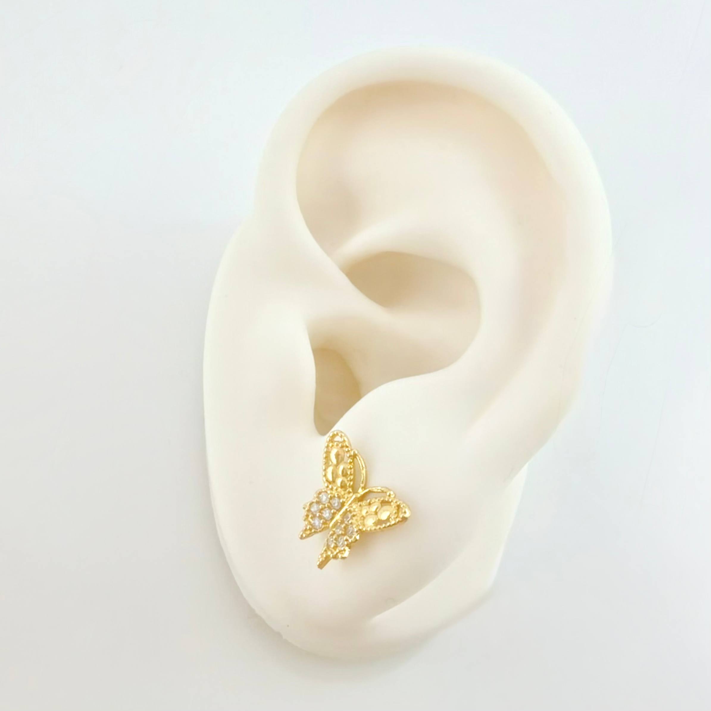 Topos Mariposa 1.4gr / 1/2 in / Oro Amarillo 18K *