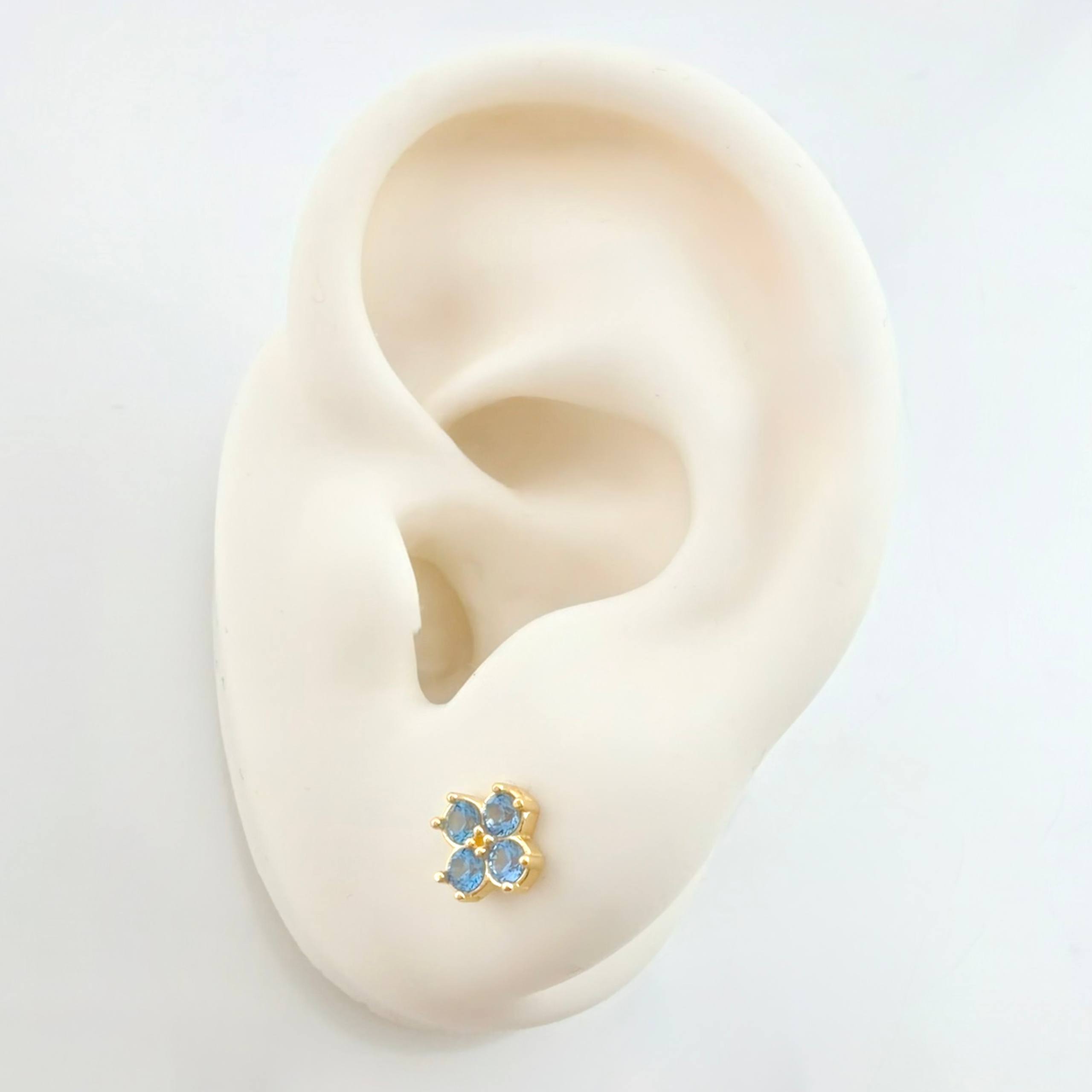 Clover Flower Stud Earrings 1.65gr / 6mm 18K Yellow Gold *