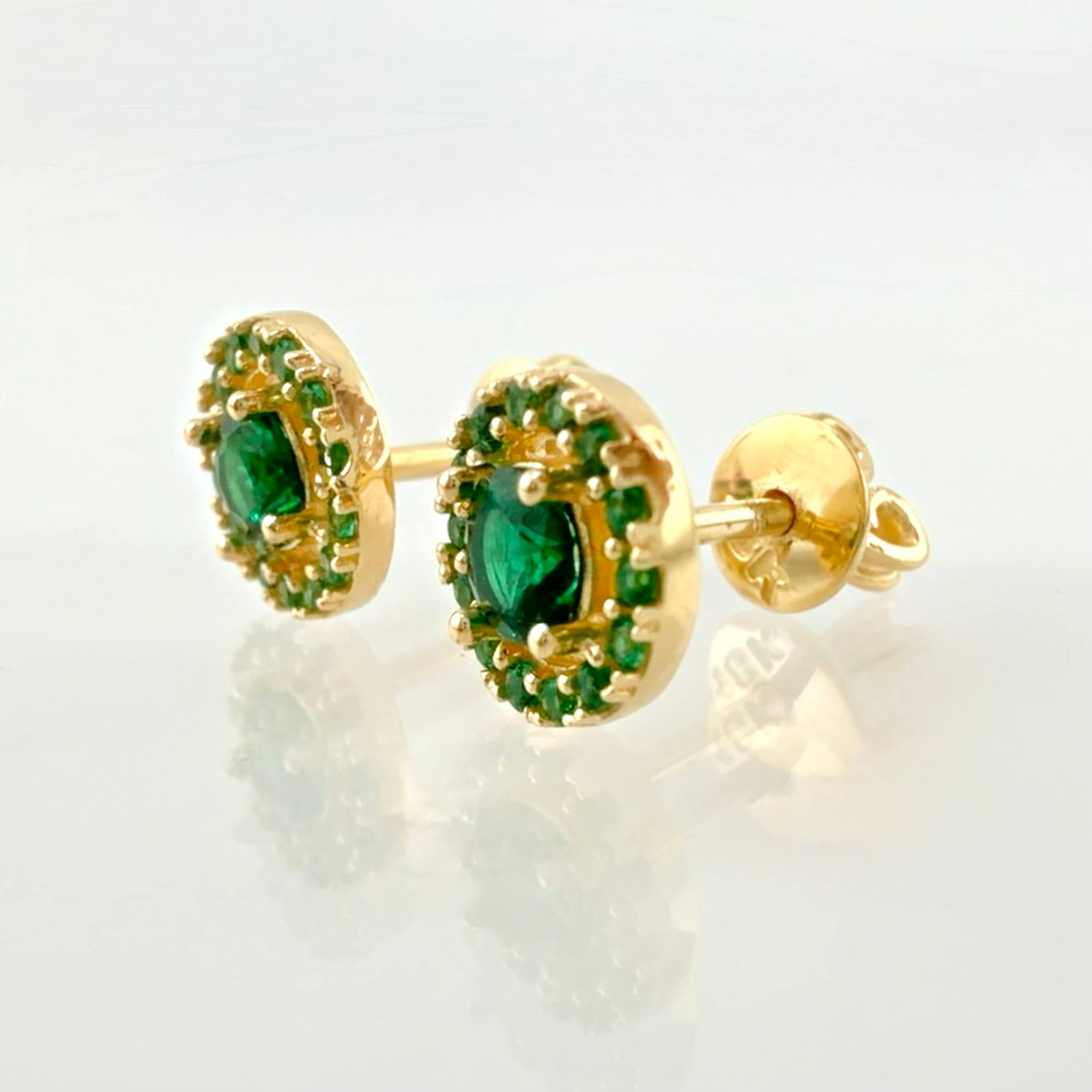 Halo Circle Stud Earrings 1.95gr / 6mm 18K Yellow Gold *