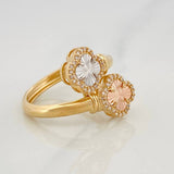 Anillo Trebol 3.45g / T7 3/4 Tres Oros 18K