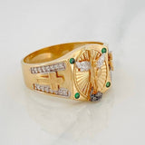 Archangel Saint Michael Ring 6.3g / Size 11 1/4 Three Golds 18K