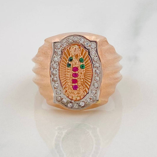 Virgin of Guadalupe Ring 6.4g / Size 7 1/4 Two-Tone White and Rose Gold 18K
