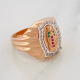 Anillo Virgen de Guadalupe 6.4g / T7 1/4 Dos Oros Blanco Rosa 18K