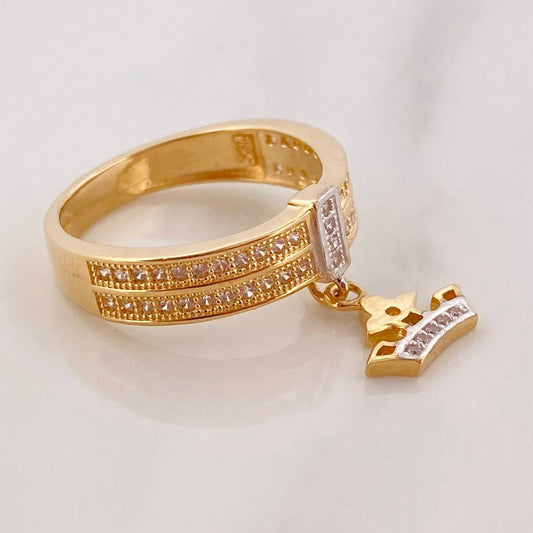 Crown Ring 3.9g / Size 5 3/4 Two-Tone Yellow White Gold 18K