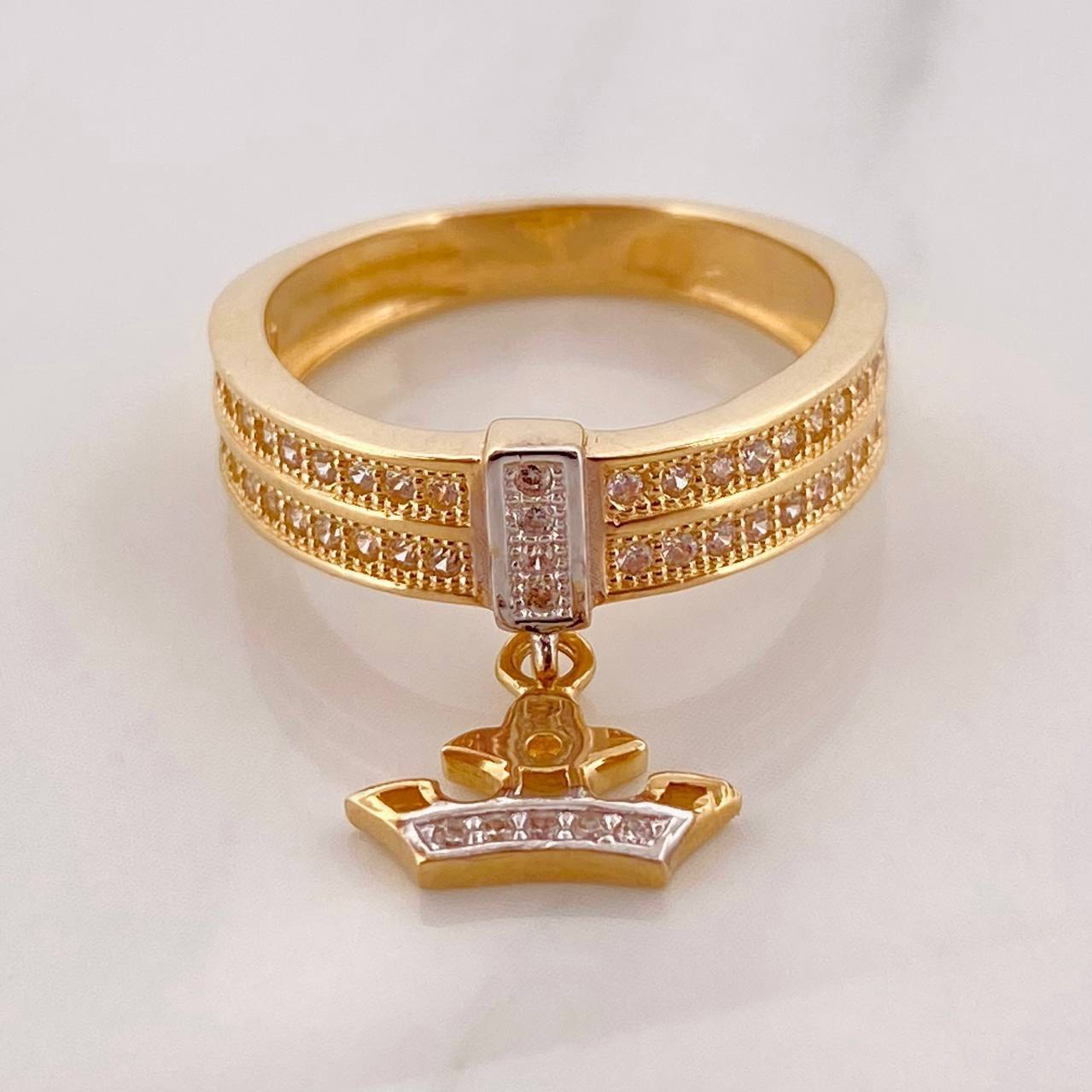 Crown Ring 3.9g / Size 5 3/4 Two-Tone Yellow White Gold 18K