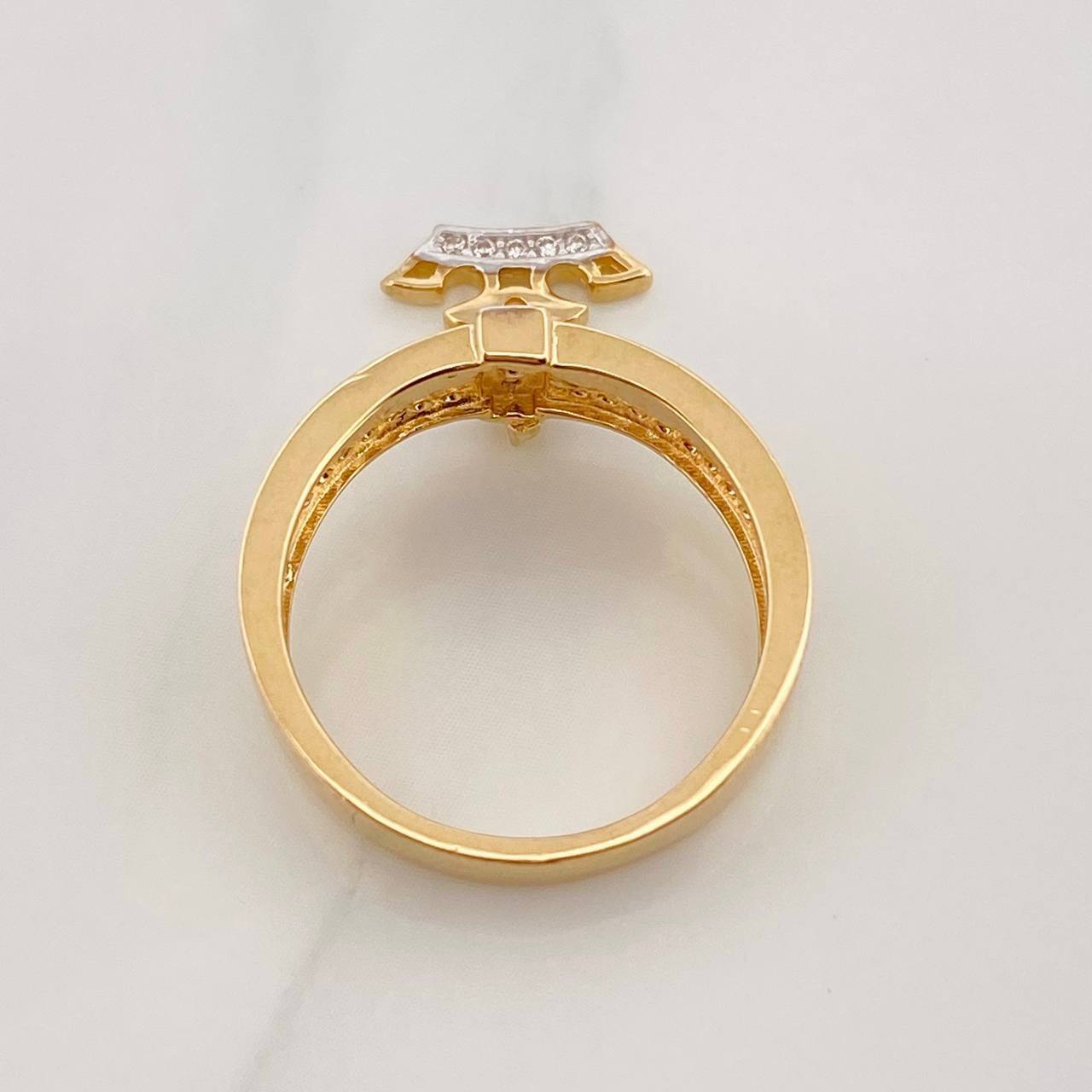 Crown Ring 3.9g / Size 5 3/4 Two-Tone Yellow White Gold 18K