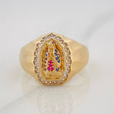 Virgin of Guadalupe Ring 4.7g / Size 7 1/2 Two-Tone Yellow and White Gold 18K