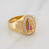 Virgin of Guadalupe Ring 4.7g / Size 7 1/2 Two-Tone Yellow and White Gold 18K