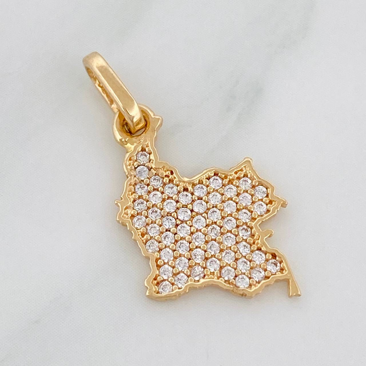 Dije Mapa de Colombia 1.2g / 1/2 in Oro Amarillo 18K
