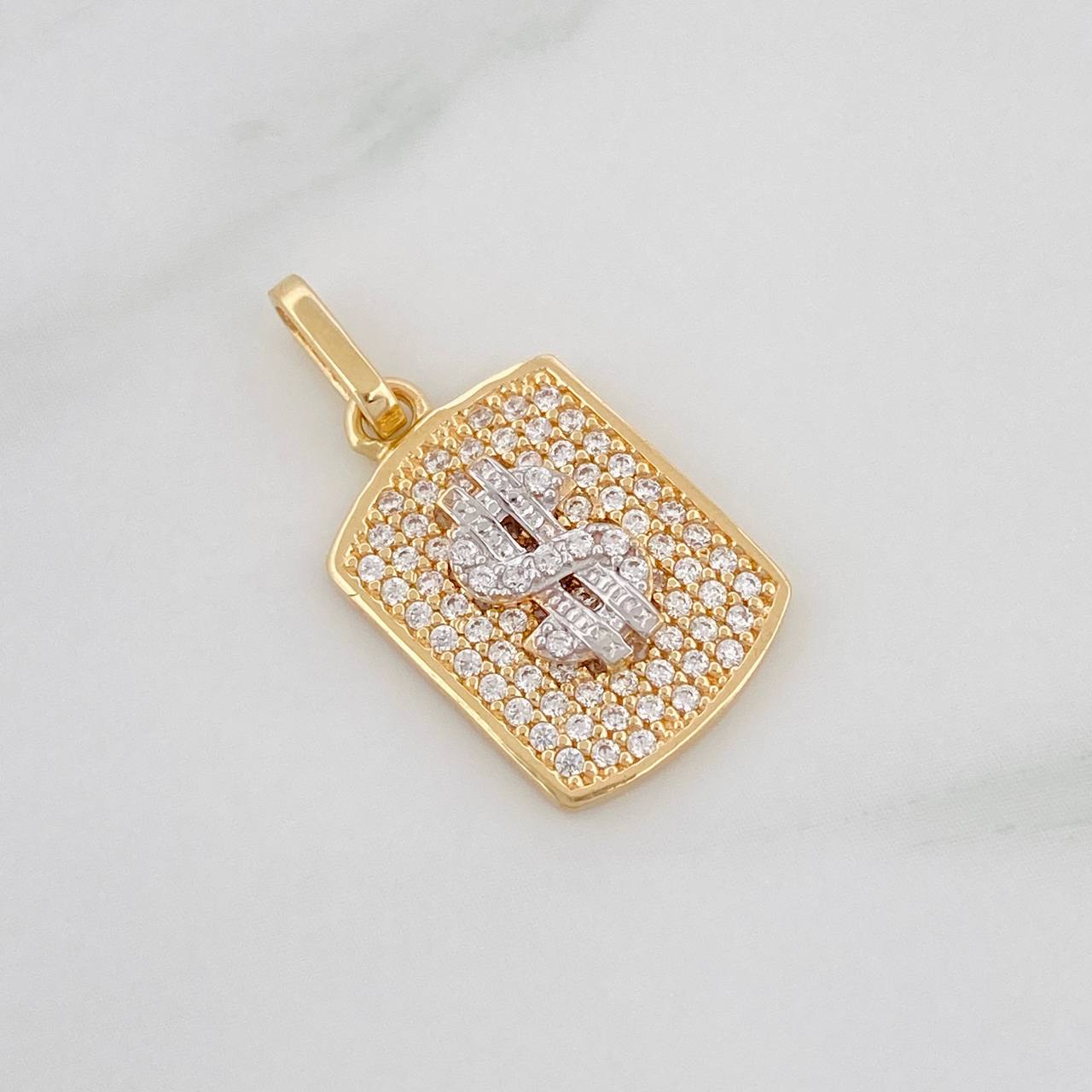 Pendant Sign Weight 2.5g / 3/4 in Two Golds Yellow White 18K