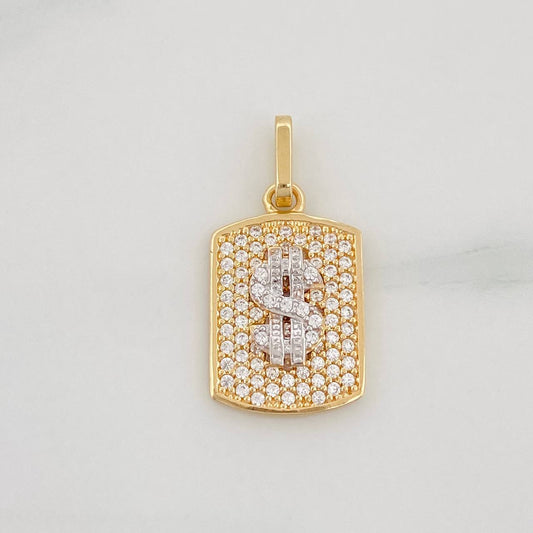 Dije Signo Peso 2.5g / 3/4 in Dos Oros Amarillo Blanco 18K