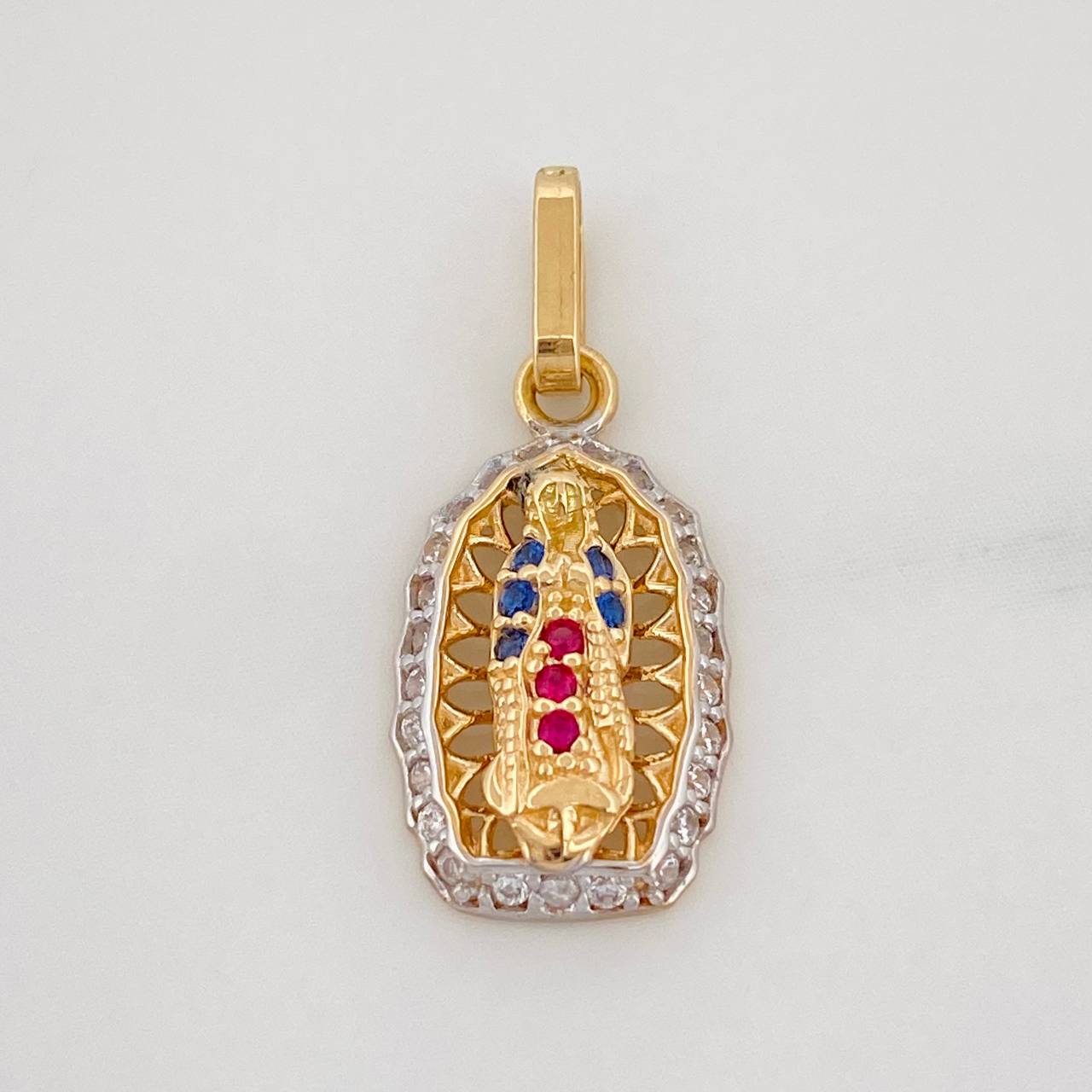 Pendant Virgin of Guadalupe 1.25g / 3/4 in Two-Tone Yellow White 18K Gold