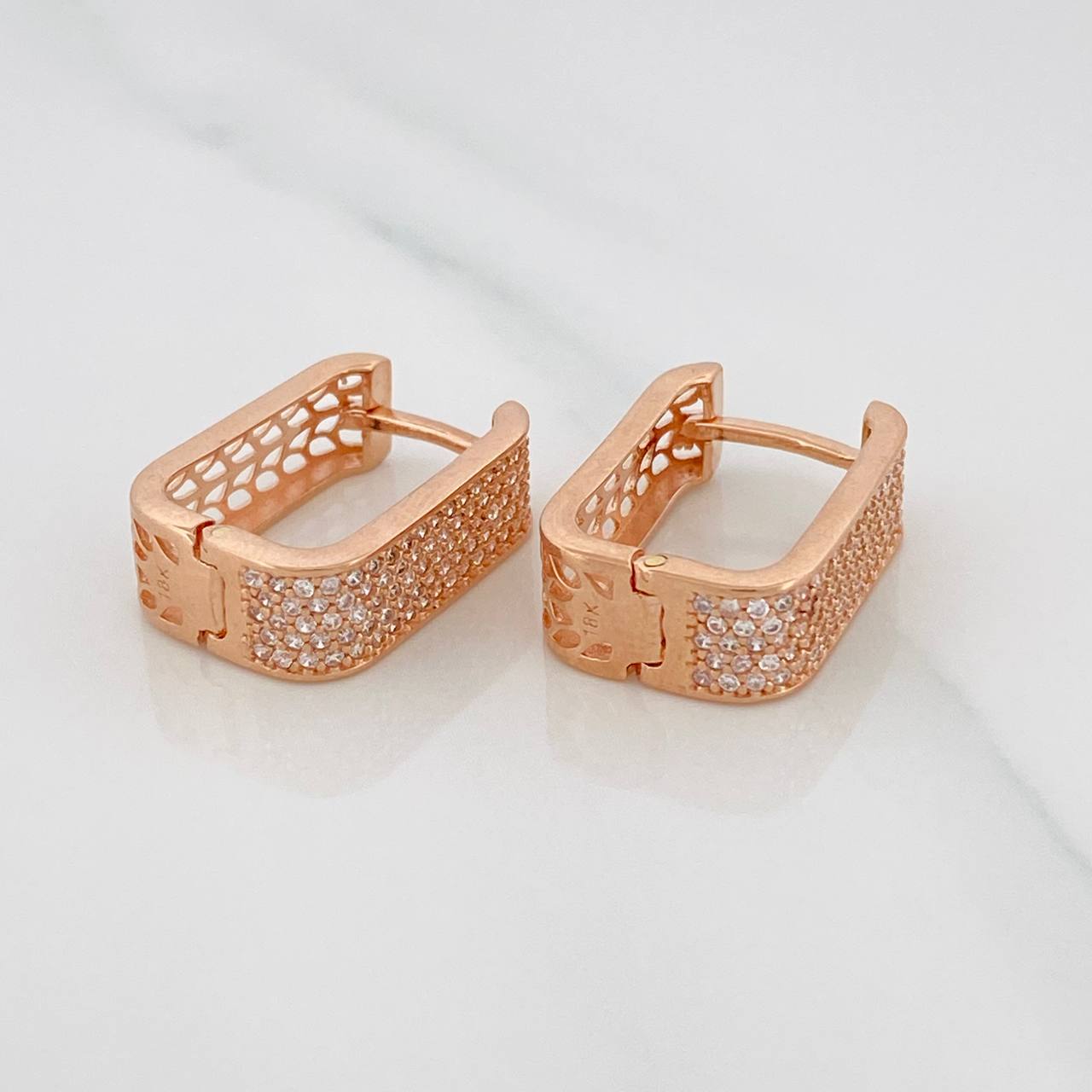 Candongas Cuadradas 7.15g / 1 in Oro Rosa 18K