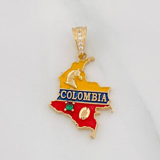 Dije Mapa de Colombia 2.3g / 10 1/4 in Oro Amarillo 18K