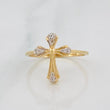 Cross Ring 1.9g / T6 3/4 Two-Tone Yellow White Gold 18K