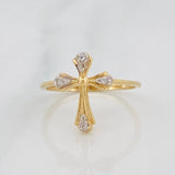 Cross Ring 1.9g / T6 3/4 Two-Tone Yellow White Gold 18K