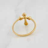Cross Ring 1.9g / T6 3/4 Two-Tone Yellow White Gold 18K