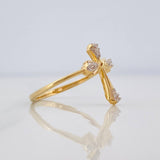 Cross Ring 1.9g / T6 3/4 Two-Tone Yellow White Gold 18K