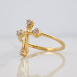 Cross Ring 1.9g / T6 3/4 Two-Tone Yellow White Gold 18K