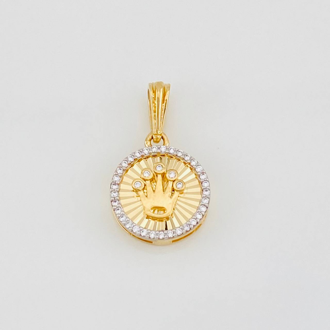 Dije Corona 1.75g / 3/4 in Dos Oros Amarillo Blanco 18K