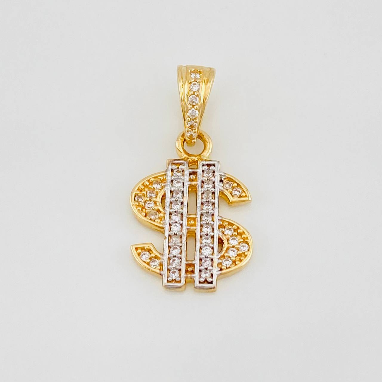 Pendant Sign Weight 2g / 3/4 in Two-Tone Yellow White Gold 18K