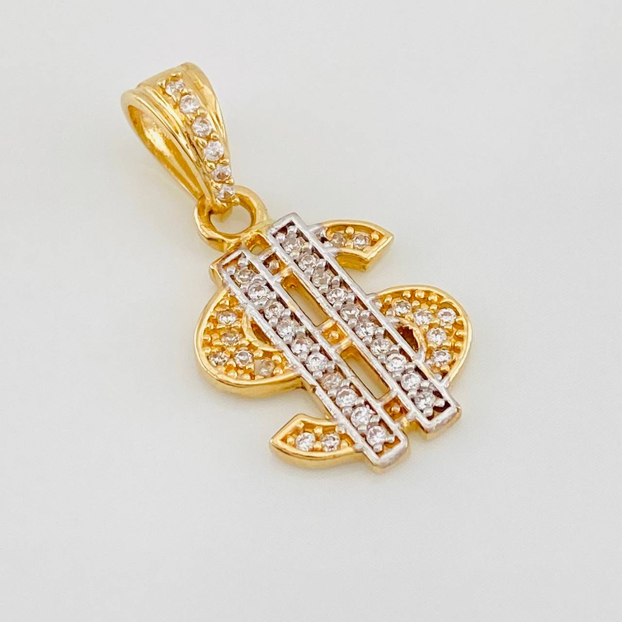 Pendant Sign Weight 2g / 3/4 in Two-Tone Yellow White Gold 18K