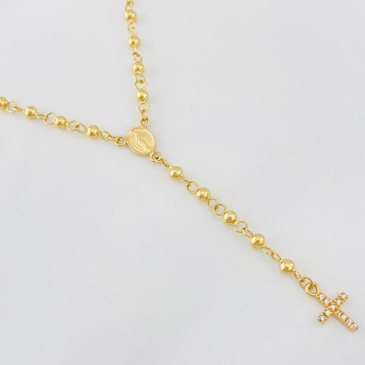 Rosario Virgen Milagrosa Cruz 7.25g / 18 in / 4mm-3mm Oro Amarillo 18K