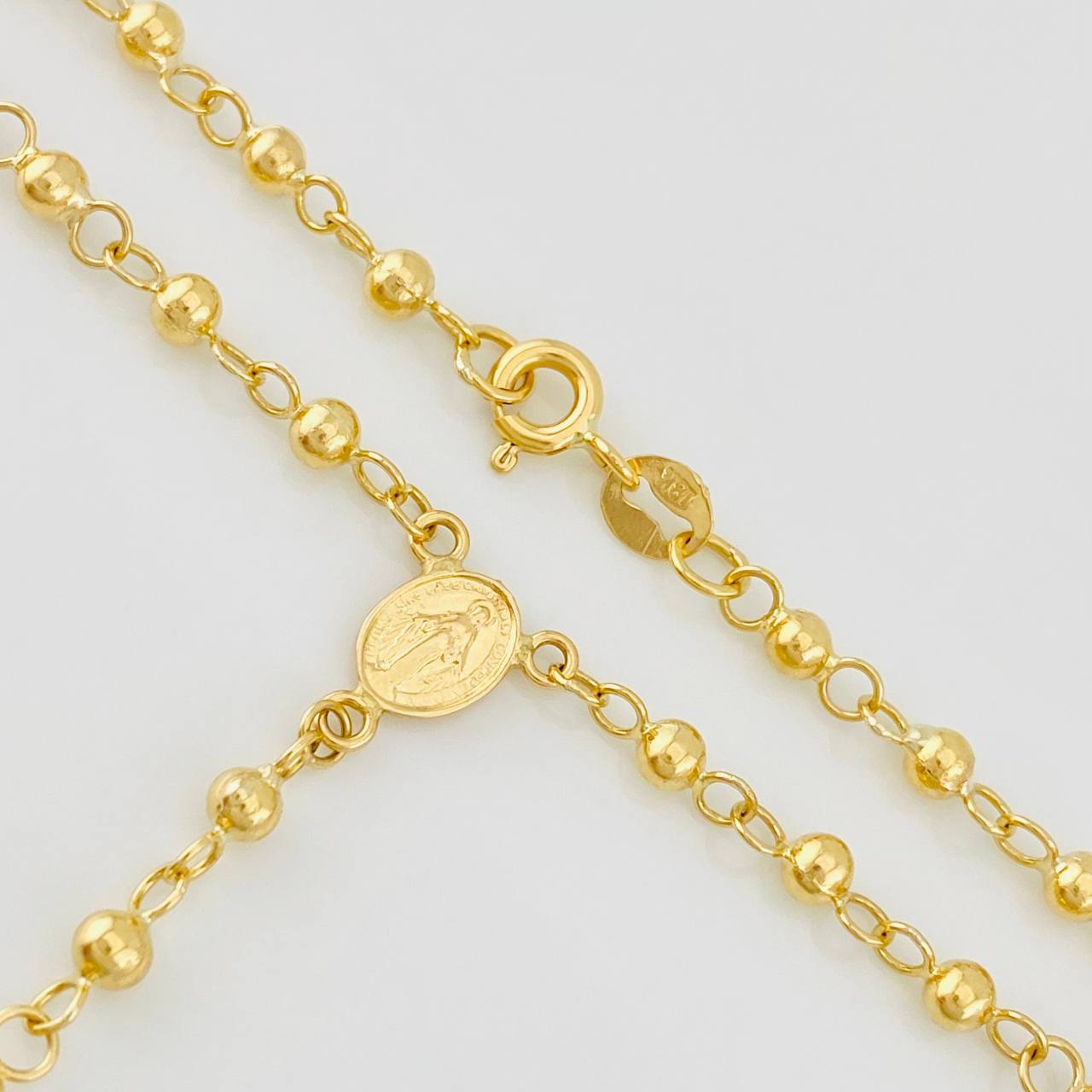 Rosario Virgen Milagrosa Cruz 7.25g / 18 in / 4mm-3mm Oro Amarillo 18K