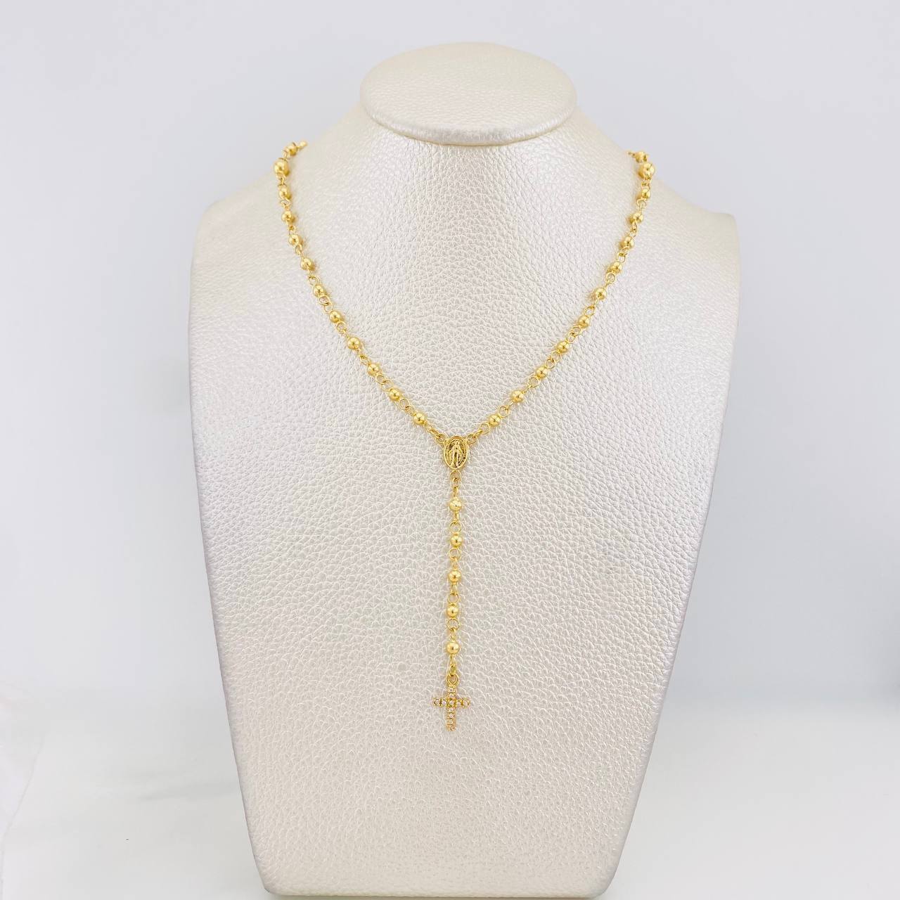 Rosario Virgen Milagrosa Cruz 7.25g / 18 in / 4mm-3mm Oro Amarillo 18K