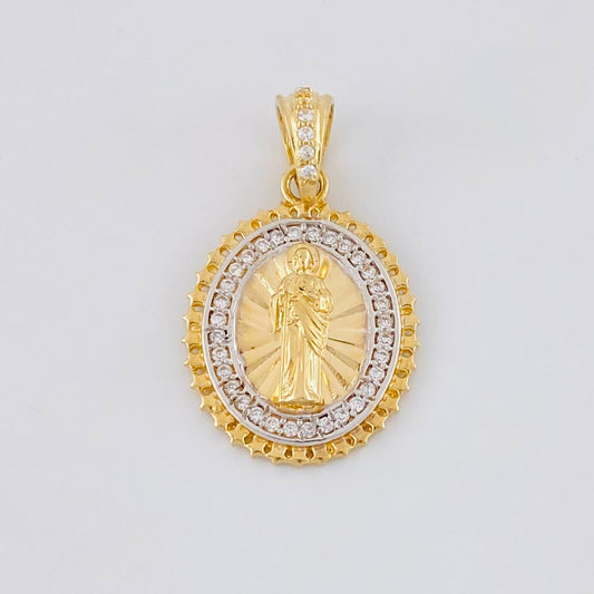 Dije Borde Estrellado San Judas 2.95g / 1 in Dos Oros Amarillo Blanco 18K