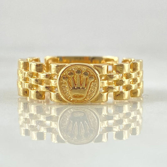 Crown Mesh Ring 4.7gr / Size 7 1/2 / 18K Yellow Gold