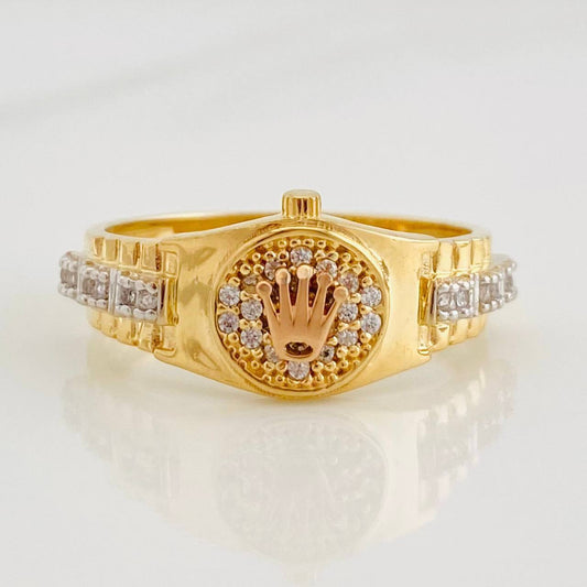 Crown Strap Ring 4.35g / T8 1/2 Three Golds 18K