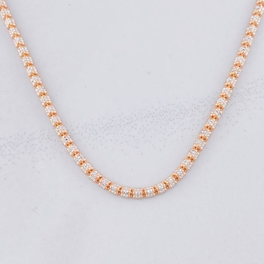 Cadena Ice 9.7g / 20 in / 2.4mm Dos Oros Blanco Rosa 18K