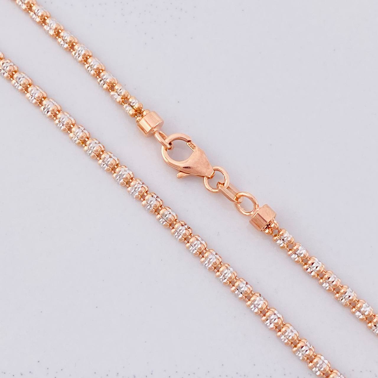 Ice Chain 9.9g / 20 in / 2.4mm Two White Pink Gold 18K