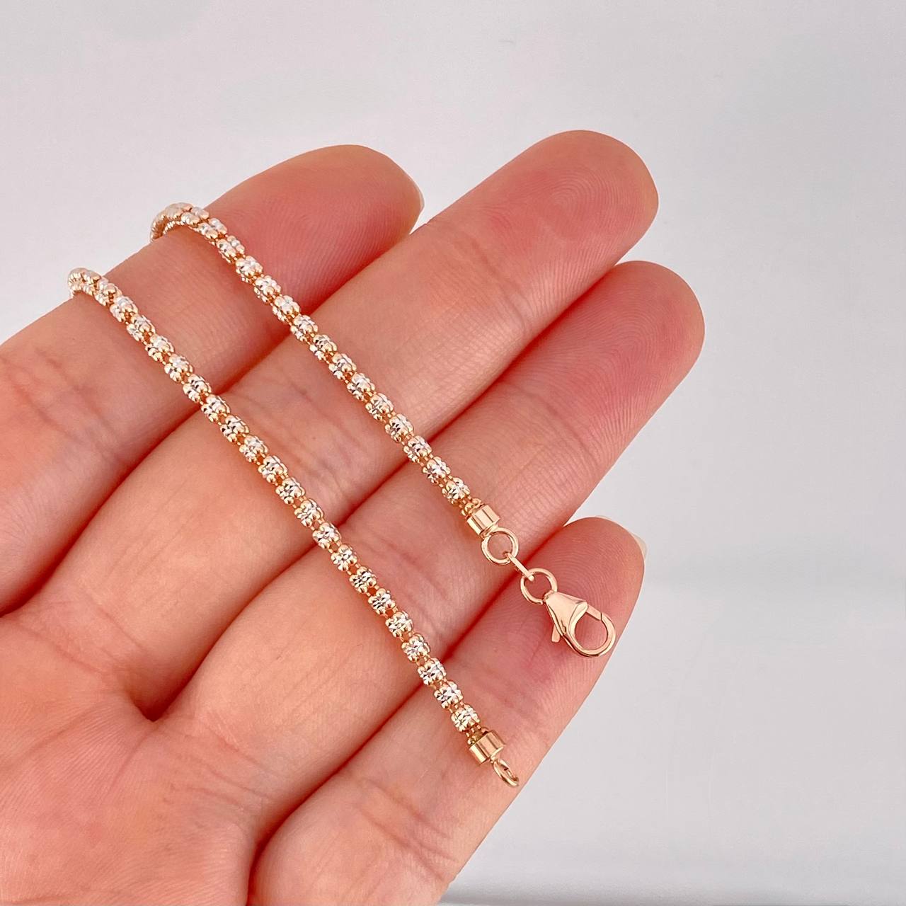 Ice Chain 9.9g / 20 in / 2.4mm Two White Pink Gold 18K