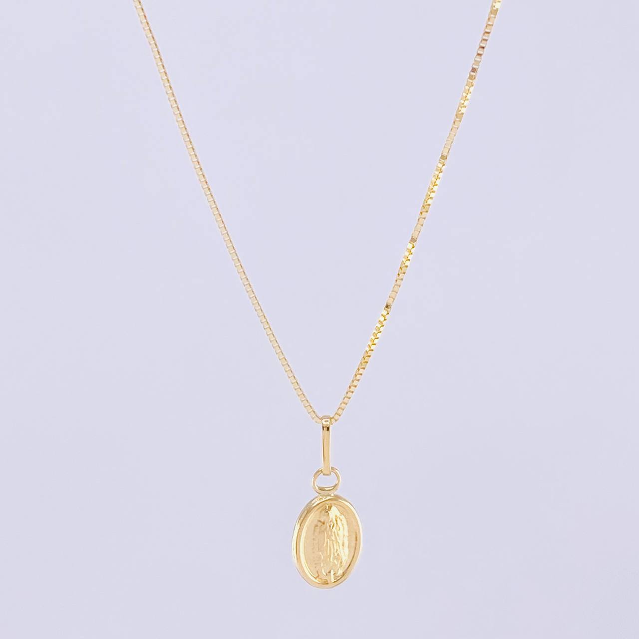 Venetian Chain Set + Virgin of Guadalupe Pendant / 1.3g / 18 in Yellow Gold 18K