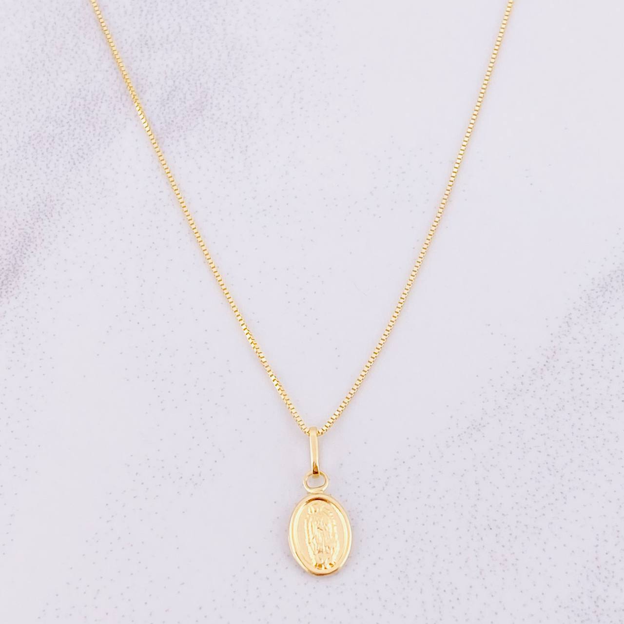 Venetian Chain Set + Virgin of Guadalupe Pendant / 1.35g / 18 in Yellow Gold 18K