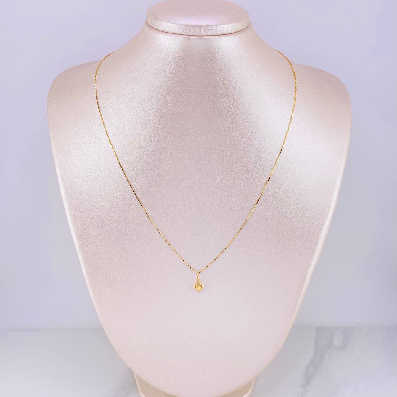 Venetian Chain Set + Heart Pendant / 1.3g / 18 in Yellow Gold 18K