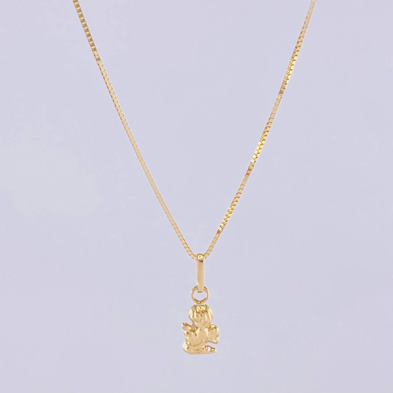 Set Cadena Veneciana + Dije Ángel de la Guarda / 1.35g / 18 in Oro Amarillo 18K