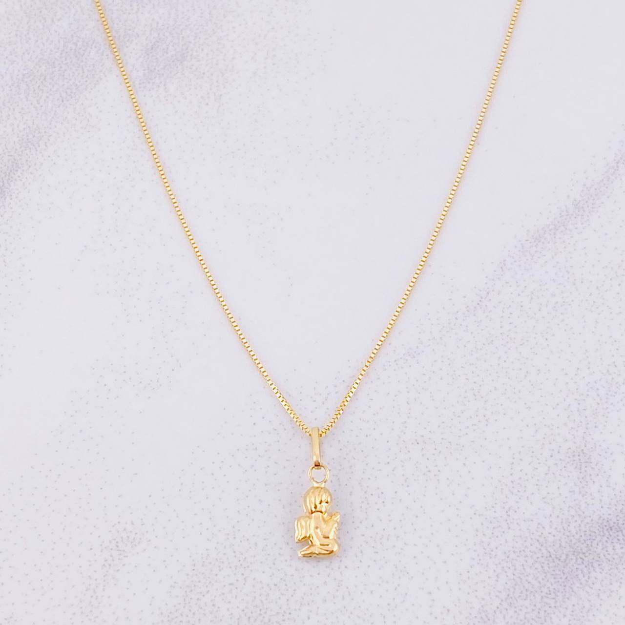 Set Cadena Veneciana + Dije Ángel de la Guarda / 1.35g / 18 in Oro Amarillo 18K