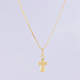 Set Cadena Veneciana + Dije Cruz Puntas Curvas / 1.3g / 18 in Oro Amarillo 18K